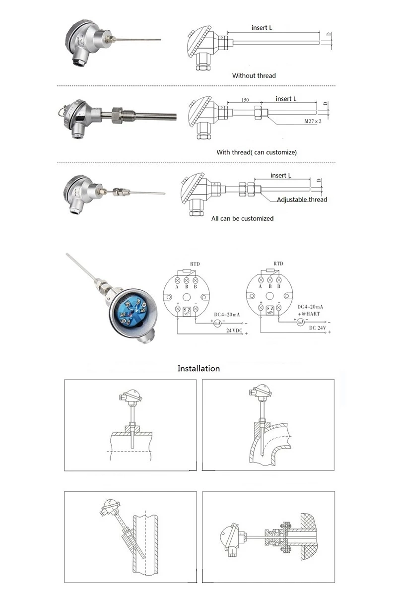 Stainless Steel Explosion-Proof High Temperature Thermocouple K Type Probe Sensors