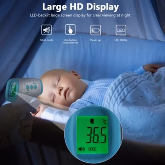도매 전자 임상 산업용 LCD 온도계, 휴대용 발열 디지털 적외선 이마 온도계, 공장 이마 발열 온도계, CE, FDA